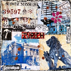 Marion Duschletta: Zürich Collage Vintage Blue 1454