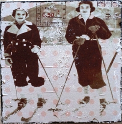 Marion Duschletta: Vintage Ski auf Holzboard Nr. 965