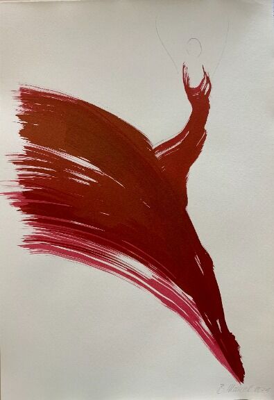 The Red Dress 7 – Bettina Mauel, Ink on Hand made Paper