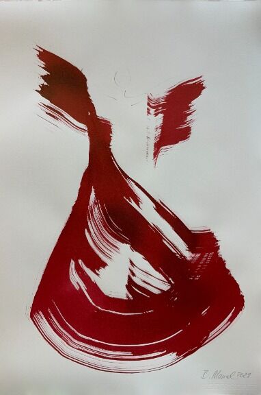 The Red Dress 8 – Bettina Mauel, Ink on Hand made Paper