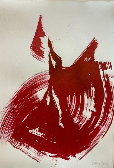 The Red Dress 10 – Bettina Mauel, Ink on Hand made Paper