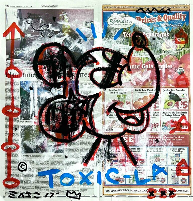 Toxic Mickey – Gary John, Acryl auf Papier on Korean Newspaper