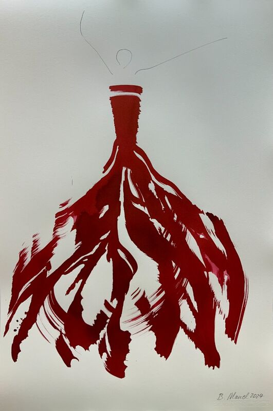 The Red dress 18 – Bettina Mauel, Ink on Hand made Paper