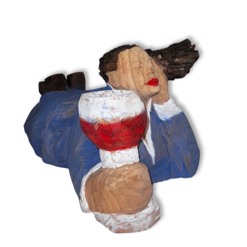 Gala Frau – Karin Hofer, cedarwood painted Oil on cedar wood